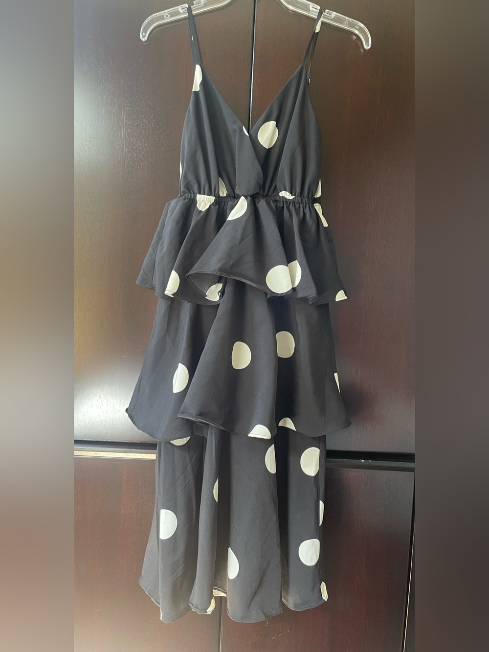 O.P.T Black & White Polka Dot Tiered Dress